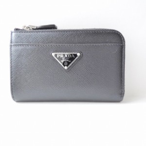 プラダ PRADA コインケース レディース - 1PP122 黒 キーリング付き/L字ファスナー レザー【中古】20240501