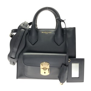 バレンシアガ BALENCIAGA トートバッグ レディース 美品 パドロックミニオールアフタヌーン 319499 黒 レザー【中古】20231216