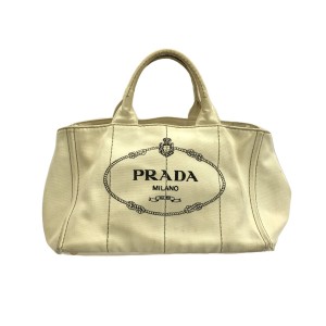 プラダ PRADA トートバッグ レディース CANAPA BN2642 白 キャンバス【中古】20231229