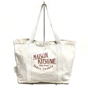 メゾンキツネ MAISON KITSUNE トートバッグ レディース - アイボリー キャンバス【中古】20240314