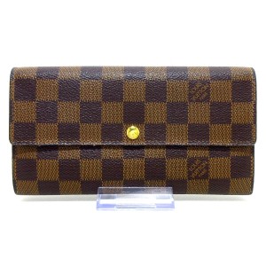 ルイヴィトン LOUIS VUITTON 長財布 ダミエ レディース ポルトフォイユ・サラNM2 N61734 エベヌ ダミエ・キャンバス【中古】20240112