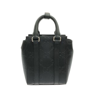 グッチ GUCCI トートバッグ レディース GGエンボス ミニ トートバッグ 696010 黒 レザー【中古】20240117