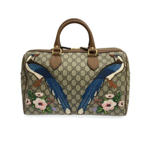 グッチ GUCCI ボストンバッグ レディース 美品 スーベニアコレクション 409527 ベージュ×ブラウン×マルチ【中古】20240117