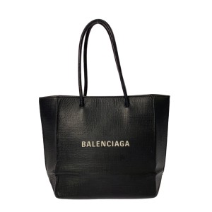 バレンシアガ BALENCIAGA トートバッグ レディース ショッピングトート XXS 597858 黒 レザー【中古】20240530