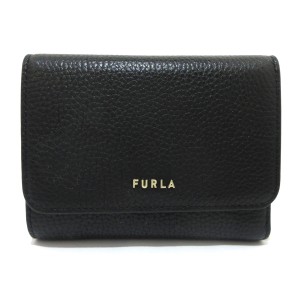 フルラ FURLA 2つ折り財布 レディース 美品 - 黒 L字ファスナー レザー【中古】20240326