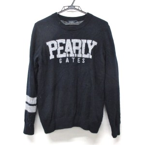 パーリーゲイツ PEARLY GATES 長袖セーター サイズ4 XL メンズ - ネイビー×グレー カシミヤ【中古】20240305