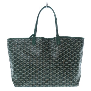 ゴヤール GOYARD トートバッグ レディース 美品 サンルイPM グリーン×白×ベージュ コーティングキャンバス×レザー【中古】20240513