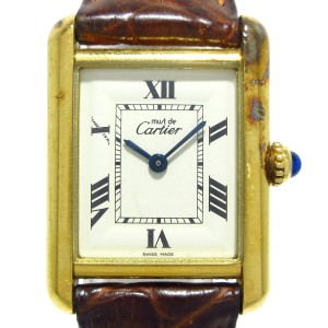 カルティエ Cartier 腕時計 マストタンクヴェルメイユ レディース 925/アリゲーターベルト アイボリー【中古】20240527
