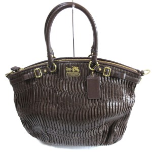 コーチ COACH ハンドバッグ レディース マディソンギャザードレザーリンジー 18643 ダークブラウン レザー【中古】20240508