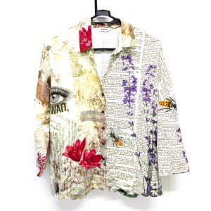 デシグアル Desigual 半袖シャツブラウス レディース 美品 - ベージュ×マルチ フラワー【中古】20240304