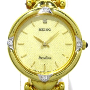 セイコー SEIKO 腕時計 エクセリーヌ 4N20-0360 レディース 5Ｐダイヤ ゴールド【中古】20240319