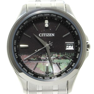 シチズン CITIZEN 腕時計 美品 エクシード CB1080-52F メンズ エコドライブ 黒×グリーン×マルチ【中古】20240601