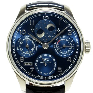 INTERNATIONAL WATCH CO IWC 腕時計 美品 ポルトギーゼ パーペチュアルカレンダー IW503401 メンズ ネイビー【中古】20240517