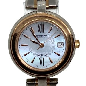 セイコー SEIKO 腕時計 美品 エクセリーヌ 1B22-0CM0 SS 白【中古】20240528