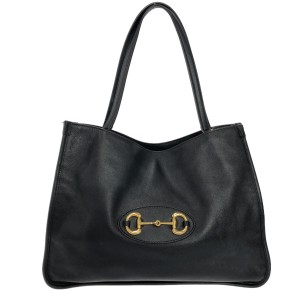 グッチ GUCCI トートバッグ レディース ホースビット 1955 623694 黒×ゴールド レザー【中古】20240507