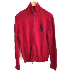 ポロラルフローレン POLObyRalphLauren カーディガン サイズL メンズ 美品 - レッド ニット/ジップアップ【中古】20240522