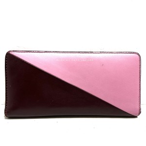 マークバイマークジェイコブス MARC BY MARC JACOBS 長財布 レディース - ボルドー×ピンク レザー【中古】20240224