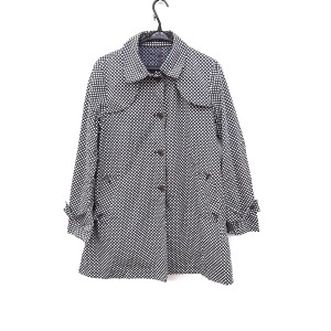 アクアスキュータム Aquascutum コート サイズ8 M レディース - 黒×ベージュ 長袖/ドット柄/春/秋【中古】20240116