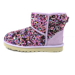 アグ UGG ブーツ レディース 美品 クラシック ミニ ステラ シークイン 1112515 ピンク×パープル スパンコール ムートン【中古】20240306