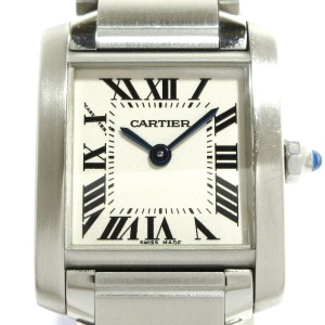 カルティエ Cartier 腕時計 タンクフランセーズSM W51008Q3 レディース SS アイボリー【中古】20240605