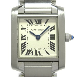 カルティエ Cartier 腕時計 美品 タンクフランセーズSM W51008Q3 レディース アイボリー【中古】20240607