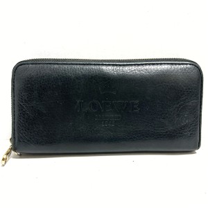 ロエベ LOEWE 長財布 レディース ヘリテージ 黒 ラウンドファスナー レザー【中古】20231223