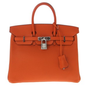 エルメス HERMES ハンドバッグ レディース バーキン25 オレンジ シルバー金具 ヴォーエプソン【中古】20240429