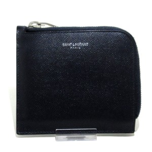 サンローランパリ SAINT LAURENT PARIS カードケース レディース - 396935 ダークネイビー L字ファスナー レザー【中古】20240429