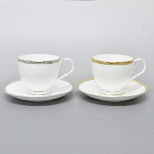 ノリタケ Noritake カップ&ソーサー レディース 新品同様 - 白×シルバー×ゴールド ボーンチャイナ【中古】20240127