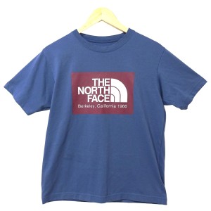 ノースフェイス THE NORTH FACE 半袖Tシャツ サイズM メンズ 美品 - ブルーグレー×ボルドー クルーネック【中古】20240206