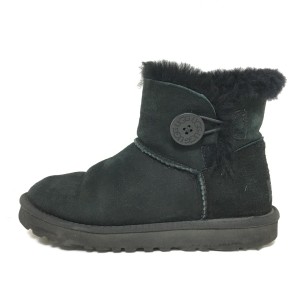 アグ UGG ショートブーツ 23 レディース ミニベイリーボタン 3352 黒 ムートン【中古】20240211