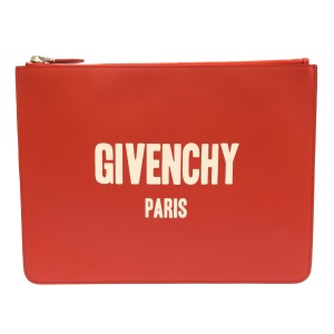 ジバンシー GIVENCHY クラッチバッグ レディース - レッド×白 レザー【中古】20240131