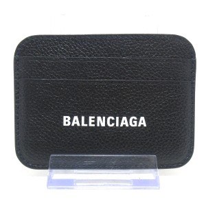 バレンシアガ BALENCIAGA カードケース レディース 美品 - 593812 黒×白 レザー【中古】20240123