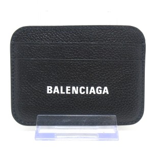 バレンシアガ BALENCIAGA カードケース レディース 美品 - 593812 黒×白 レザー【中古】20240123