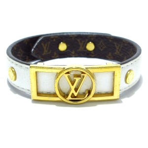 ルイヴィトン LOUIS VUITTON ブレスレット レディース ブラスレ・ドーフィーヌ M6559E レザー×金属素材 白×ゴールド【中古】20240114