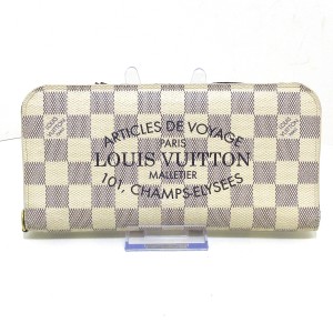 ルイヴィトン LOUIS VUITTON 長財布 ダミエ レディース ポルトフォイユアンソリット N63115 アズール イニシャル刻印【中古】20240519