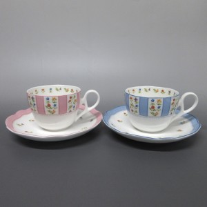 ノリタケ Noritake カップ&ソーサー レディース 新品同様 白×ピンク×ライトブルー 花柄 陶器【中古】20240417