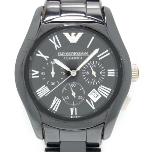 アルマーニ EMPORIOARMANI 腕時計 AR-1400 メンズ クロノグラフ 黒【中古】20240426