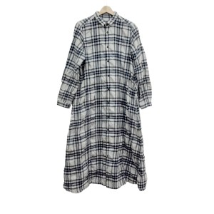 ネストローブ nest Robe ワンピース レディース グレー×ネイビー シャツワンピ/チェック柄【中古】20240423