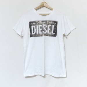 ディーゼル DIESEL 半袖Tシャツ サイズL メンズ 白×ライトグレー【中古】20240424