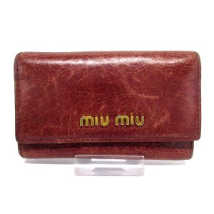 ミュウミュウ miumiu キーケース レディース - レッド レザー【中古】20240528