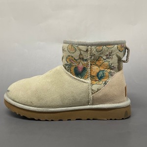 アグ UGG ショートブーツ 6 レディース ベージュ×ライトブラウン×マルチ フラワー スエード【中古】20240525