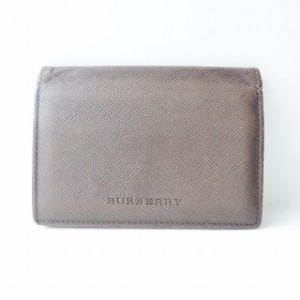 バーバリー Burberry 名刺入れ レディース ダークブラウン レザー【中古】20240409