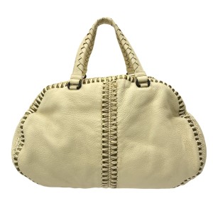 ボッテガヴェネタ BOTTEGA VENETA ハンドバッグ レディース - アイボリー×ゴールド レザー【中古】20240202