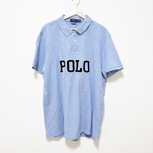 ポロラルフローレン POLObyRalphLauren 半袖ポロシャツ サイズXXL XL メンズ - ライトブルー×ダークネイビー×白【中古】20240218