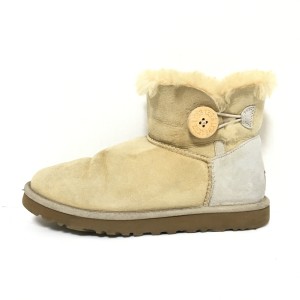 アグ UGG ショートブーツ 23 レディース ミニベイリーボタン 3352 ベージュ×ライトグレー ムートン【中古】20240128