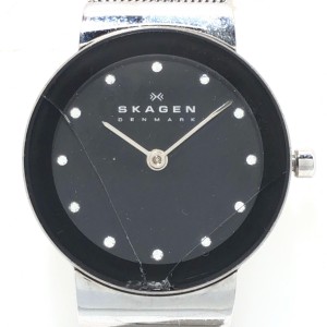 スカーゲン SKAGEN 腕時計 - 358SSSBD レディース ラインストーン 黒【中古】20240220