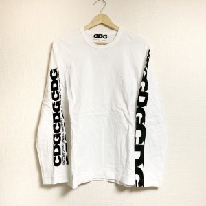 シーディージー CDG 長袖Tシャツ サイズL メンズ - 白×黒 クルーネック【中古】20240227