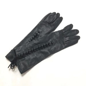 ボッテガヴェネタ BOTTEGA VENETA 手袋 レディース - 黒 レザー【中古】20240308