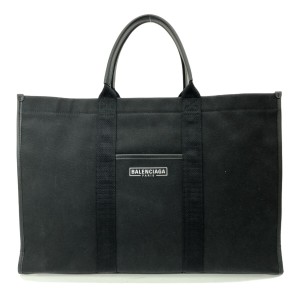 バレンシアガ BALENCIAGA トートバッグ レディース ハードウェア トート 671403 黒 キャンバス×レザー【中古】20240208